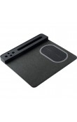 Siyah üst kalemlikli PU deri wireless şarjlı telefon standlı promosyon mouse pad